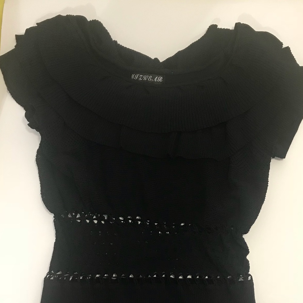 Ruffled Top With Net Design Stretchy Material, Xl - image 3